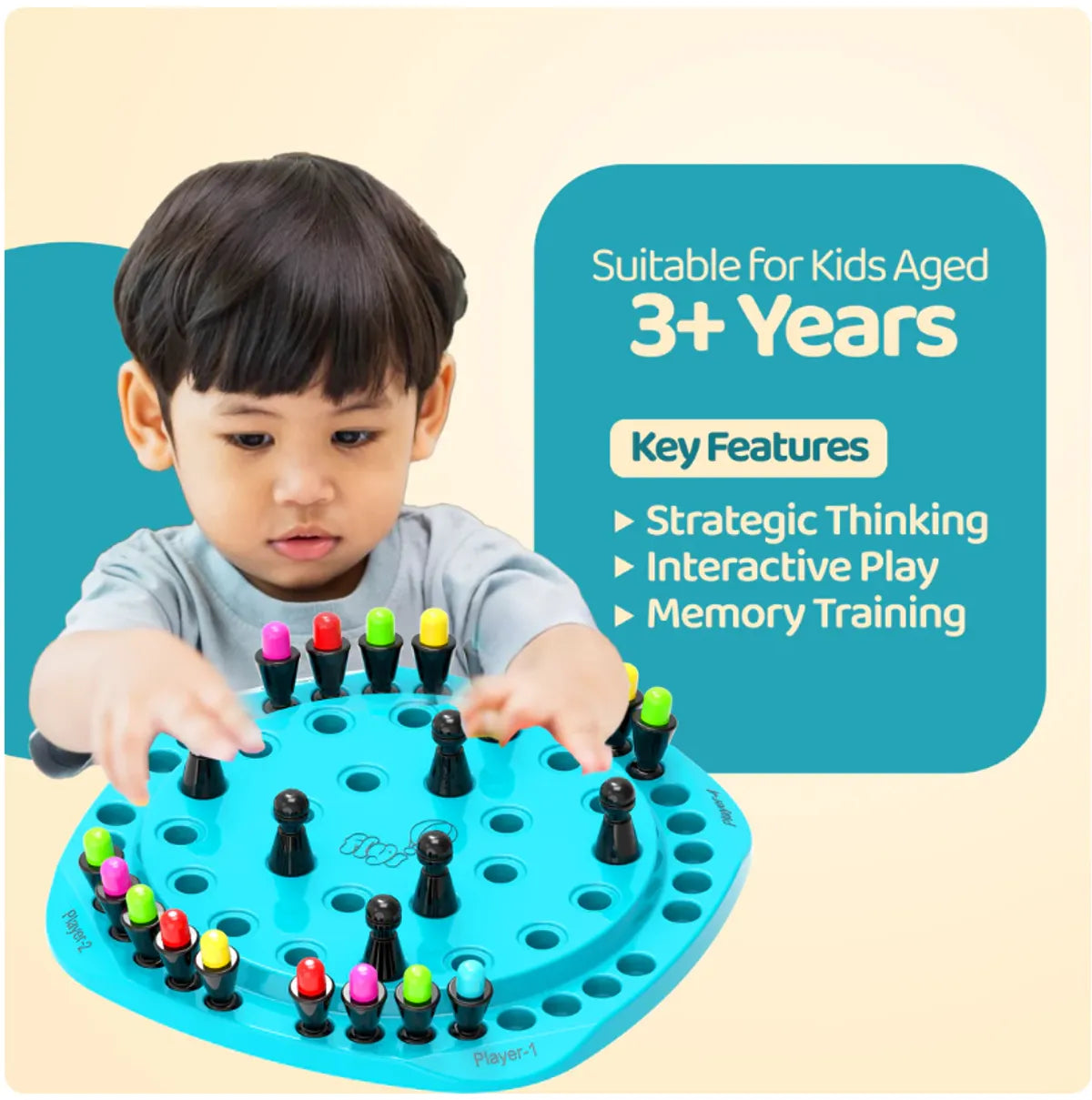Memory Chess + XOX Game Combo for Kids  (3+ Years)