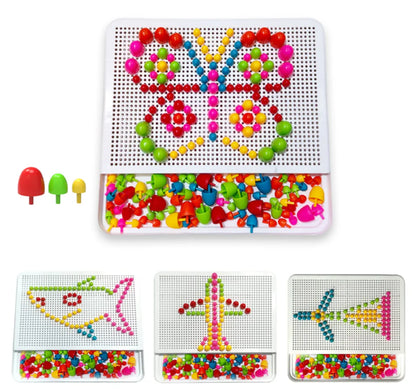 Multicolor Peg Board And Building Blocks Toy For Kids Pack of 2
