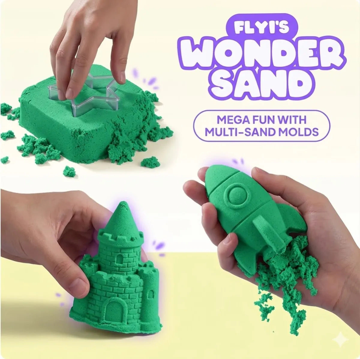 Green Sand And Polymer Kinetic Sand For Kids