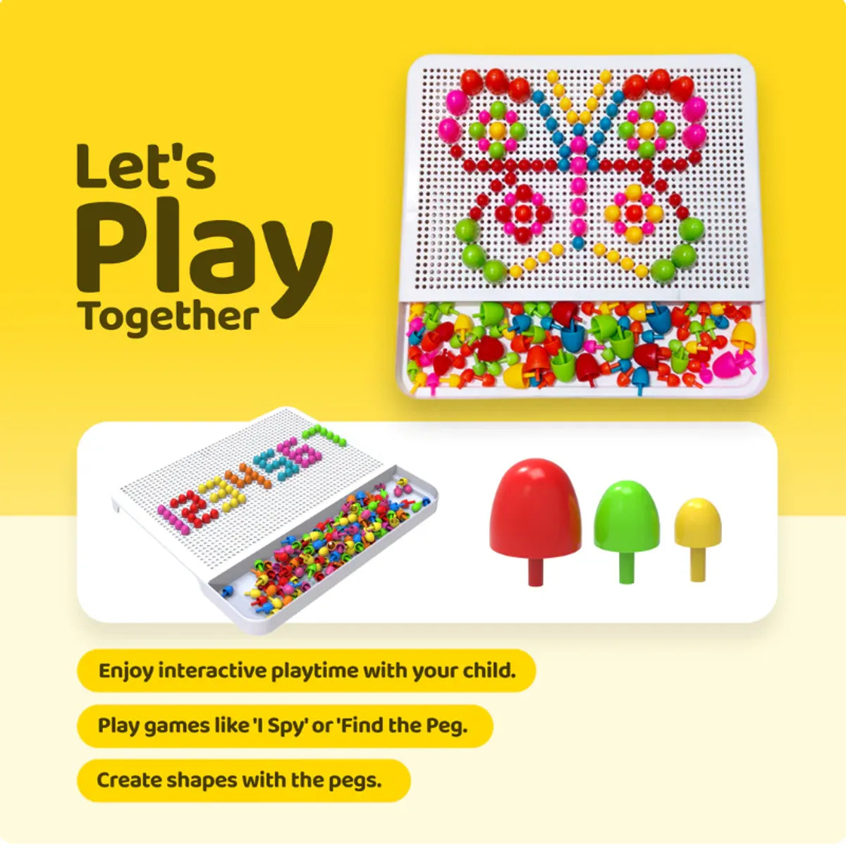 Multicolor Peg Board And Building Blocks Toy For Kids Pack of 2