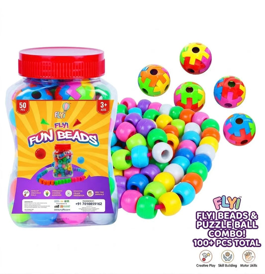 Multicolor Plastic Bead And Puzzle Set For Kids Pack of 2
